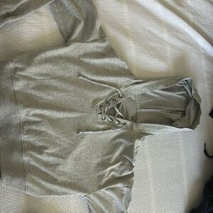 SO grey hoodie with tie strings xs